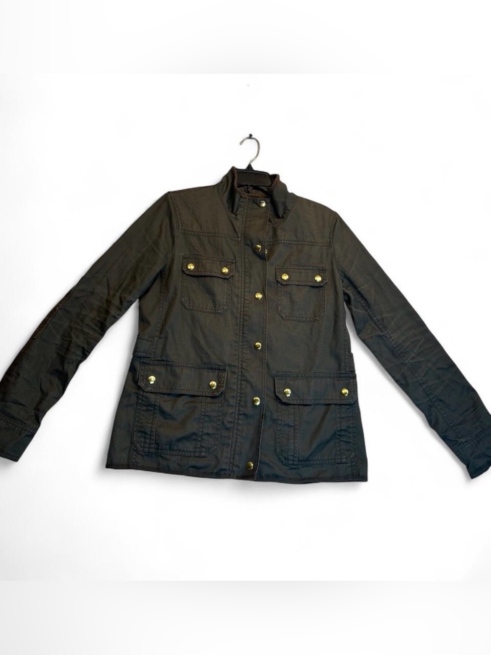 J. Crew Dark Olive Utility Jacket with Gold Hardware
